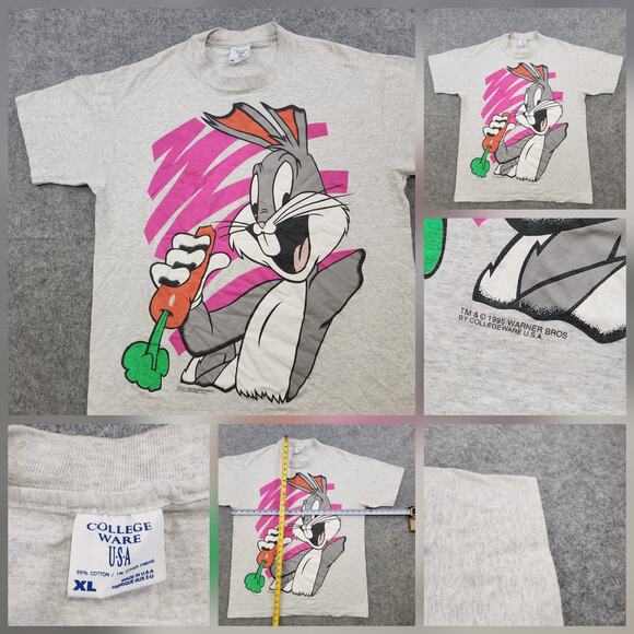 VTG Bugs Bunny T Shirt Mens XL Looney Tunes Graphic Cartoon 90s Single Stitch - Picture 1 of 13